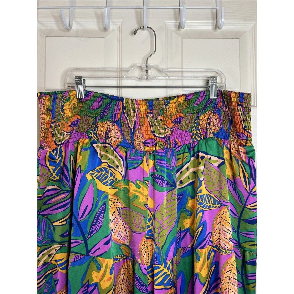 NWT $69 SUGARLIPS Curve Tropical Flowy‎ Multicolored Vacation Pants Size 2X
